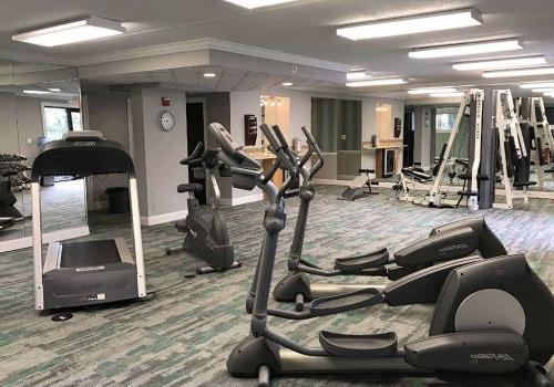 Fitness center with exercise equipment at The Park at Westminster apartments in Warrington, PA